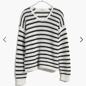 Madewell Striped Open-Stitch Austen Pullover Sweater